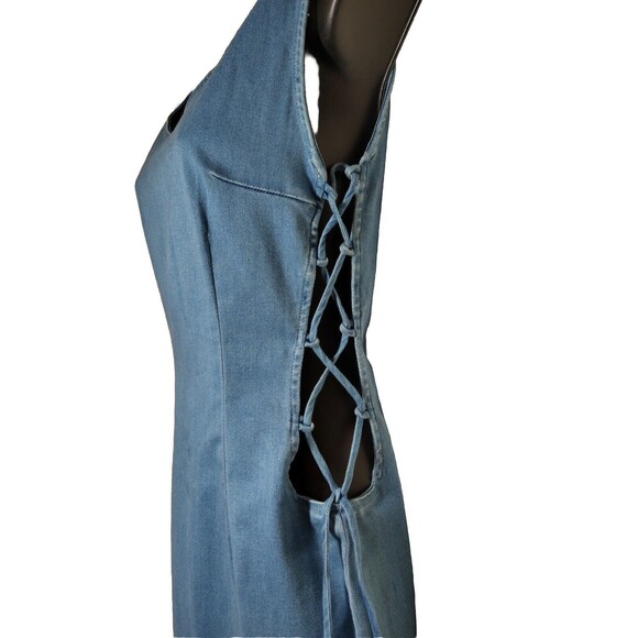 Mebon by Machine Jeans Windsor Denim Dress Sz L NWT Tie Strings Side Sexy - Picture 3 of 9